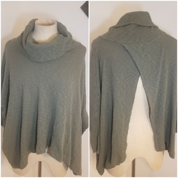 Free People Beach Sz XS World Travelers Open Back Cowl Neck Sweater Green - Picture 2 of 8